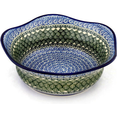 Polish Pottery Bowl 12&quot; Fleur De Lis