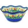 Polish Pottery Bowl 12&quot; Lady Bug Tulips UNIKAT