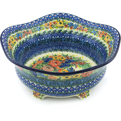 Polish Pottery Bowl 12&quot; Mosaic Butterfly UNIKAT