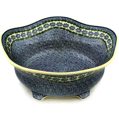 Polish Pottery Bowl 12" Polka Dot Daisy