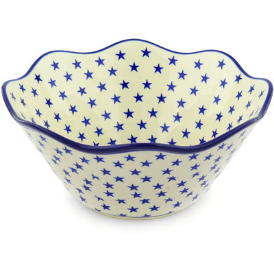 Polish Pottery Bowl 12&quot; Starburst Americana
