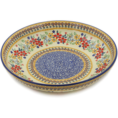 Polish Pottery Bowl 12&quot; Summer Bouquet UNIKAT