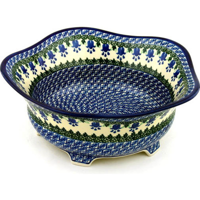Polish Pottery Bowl 12&quot; Texas Bluebell