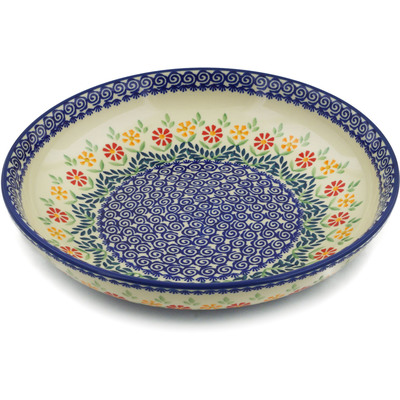 Polish Pottery Bowl 12&quot; Wave Of Flowers