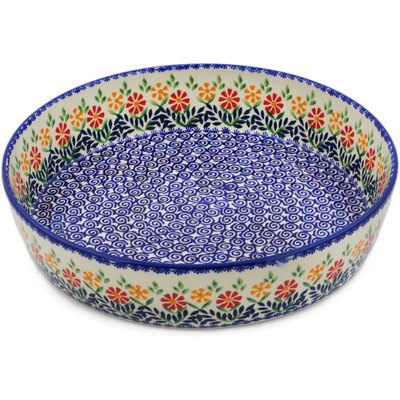 Polish Pottery Bowl 12&quot; Wave Of Flowers