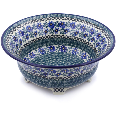 Polish Pottery Bowl 13&quot; Blue Chicory