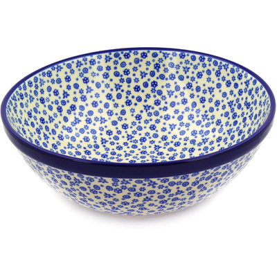 Polish Pottery Bowl 13" Blue Confetti