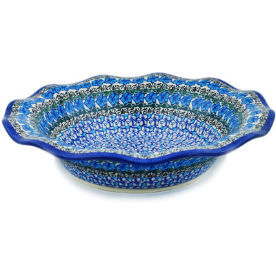 Polish Pottery Bowl 13&quot; Blue Lagoon