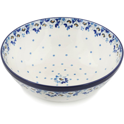Polish Pottery Bowl 13" Blue Spring