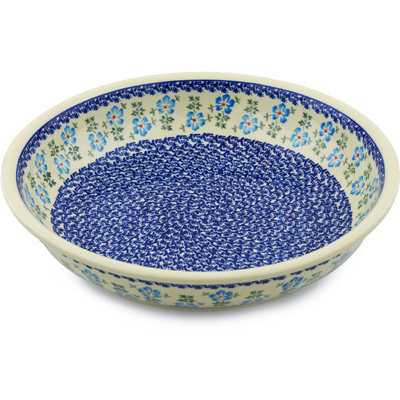Polish Pottery Bowl 13&quot; Blue Summer