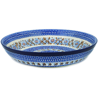 Polish Pottery Bowl 13&quot; Brown And Blue Beauty UNIKAT