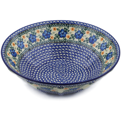 Polish Pottery Bowl 13&quot; Cobblestone Garden