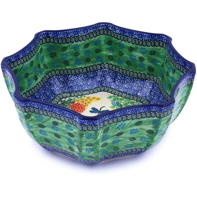 Polish Pottery Bowl 13&quot; Dragonfly Delight UNIKAT