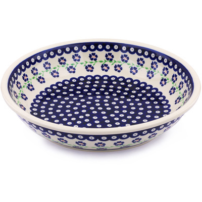 Polish Pottery Bowl 13&quot; Flowery Peacock