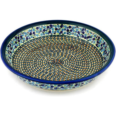 Polish Pottery Bowl 13" Forget Me Not Basket UNIKAT
