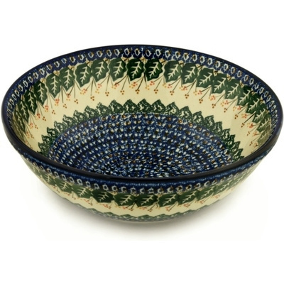 Polish Pottery Bowl 13&quot; Leaf Chain