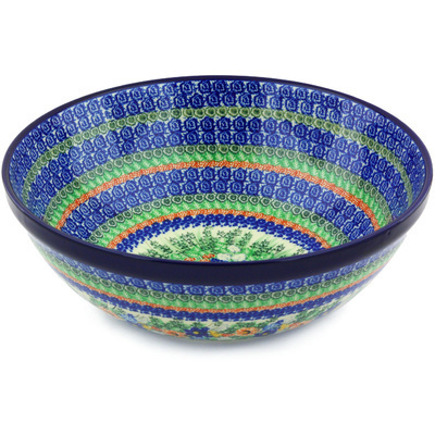 Polish Pottery Bowl 13&quot; Magnificent Motif UNIKAT