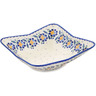 Polish Pottery Bowl 13&quot; Orange And Blue Flower