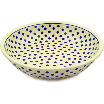 Polish Pottery Bowl 13&quot; Polka Dot