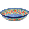 Polish Pottery Bowl 13&quot; Red Poppy Burst UNIKAT