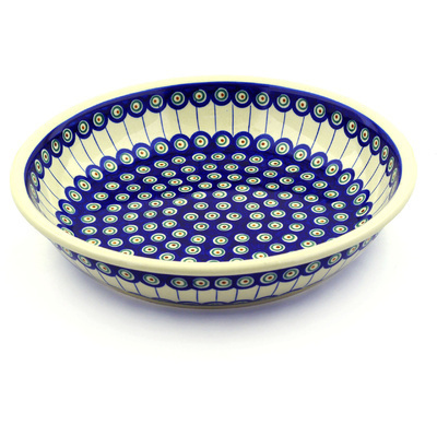 Polish Pottery Bowl 13&quot; Traditional Peacock
