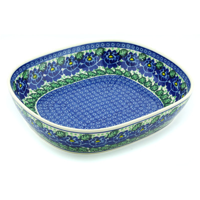Polish Pottery Bowl 14&quot; Blue Bliss