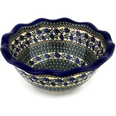 Polish Pottery Bowl 14" Blue Chicory
