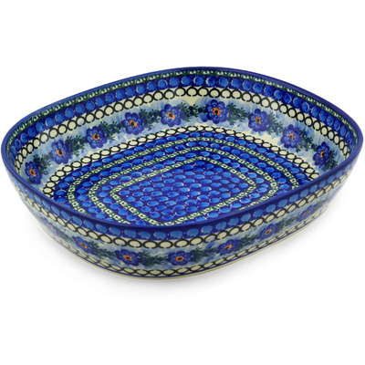 Polish Pottery Bowl 14&quot; Blue Delight UNIKAT