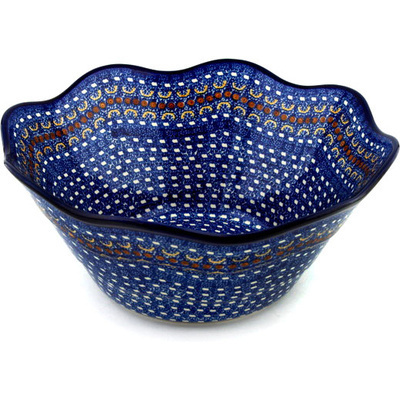 Polish Pottery Bowl 14&quot; Blue Horizons