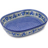 Polish Pottery Bowl 14&quot; Blue Pansy