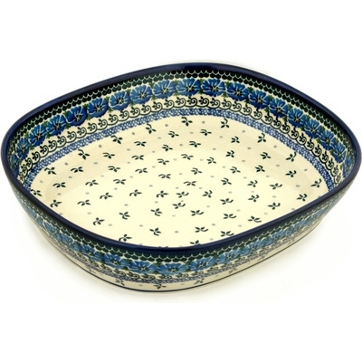 Polish Pottery Bowl 14" Blue Poppy Chain