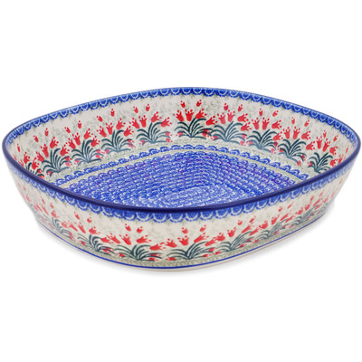 Polish Pottery Bowl 14&quot; Crimson Bells