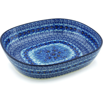 Polish Pottery Bowl 14&quot; Deep Winter UNIKAT