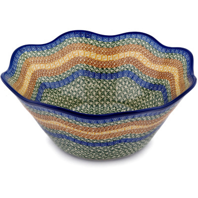 Polish Pottery Bowl 14&quot; Grecian Sea