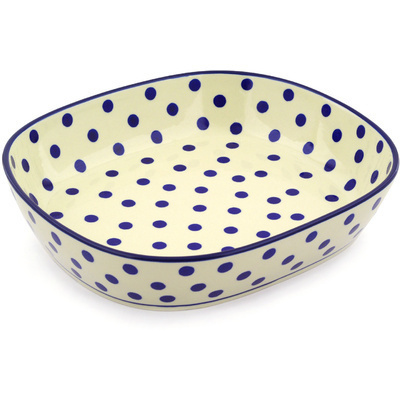 Polish Pottery Bowl 14&quot; Happy Dots