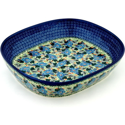 Polish Pottery Bowl 14&quot; Lotus Stars UNIKAT