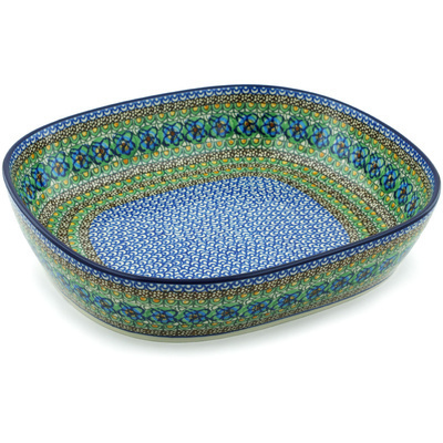 Polish Pottery Bowl 14&quot; Mardi Gras UNIKAT