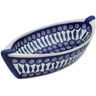 Polish Pottery Bowl 14&quot; Peacock Leaves