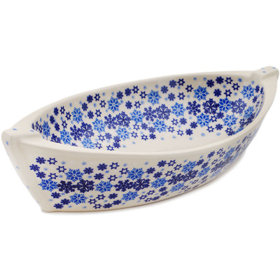 Polish Pottery Bowl 14&quot; Snowdrift