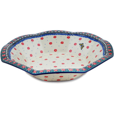 Polish Pottery Bowl 14&quot; Spring Butterfly
