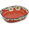 Polish Pottery Bowl 14&quot; Sweet Red Petals UNIKAT