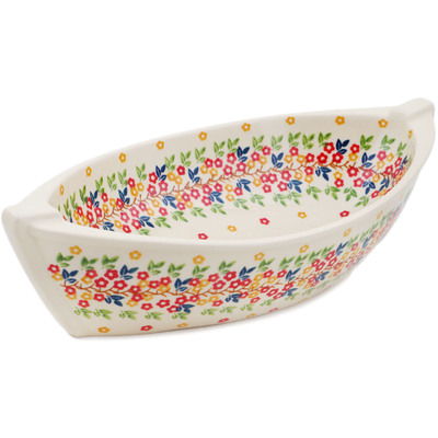 Polish Pottery Bowl 14&quot; Tropical Bloomscape