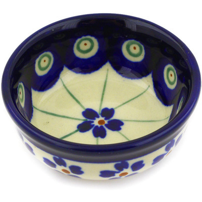 Polish Pottery Bowl 2&quot; Flowering Peacock