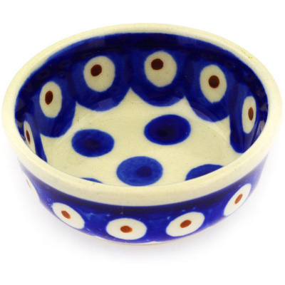 Polish Pottery Bowl 2&quot; Peacock Dots