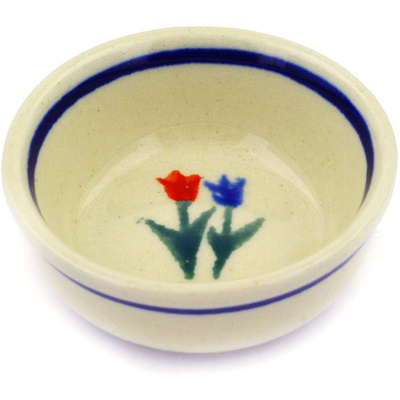 Polish Pottery Bowl 2&quot; Tulip Pair Peacock