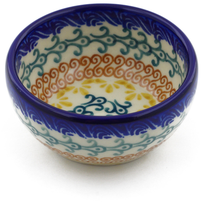 Polish Pottery Bowl 3&quot; Autumn Swirls
