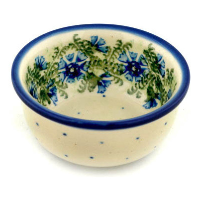 Polish Pottery Bowl 3&quot; Blue Bell Wreath