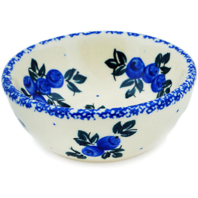 Polish Pottery Bowl 3&quot; Blue Berry Special UNIKAT