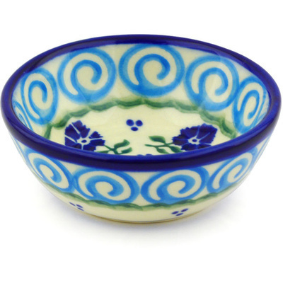 Polish Pottery Bowl 3&quot; Blue Bursts