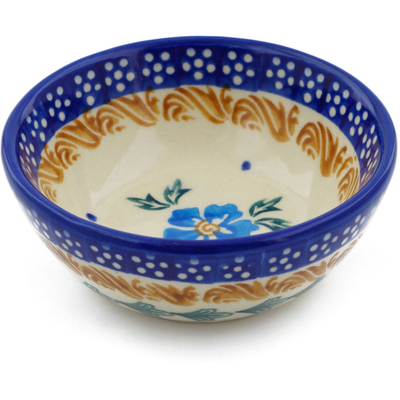 Polish Pottery Bowl 3&quot; Blue Cornflower